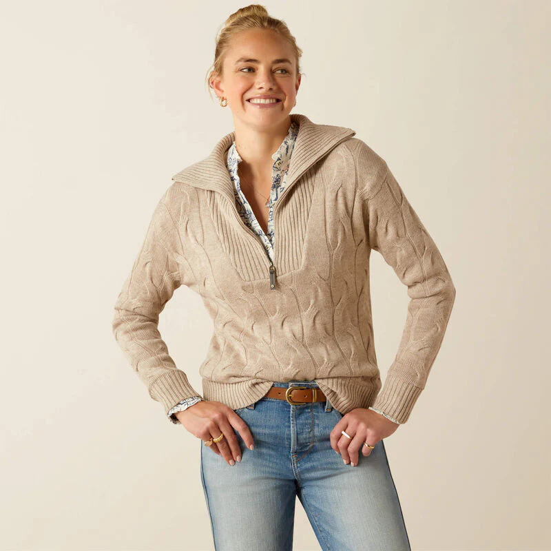 50% OFF Ariat Alamere Womens Sweater - Oatmeal Heather - Image 4