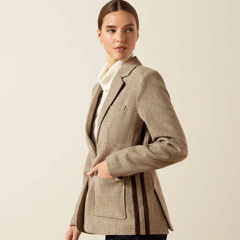 Ariat Beckfoot Womens Blazer - Camel Houndstooth - Image 4