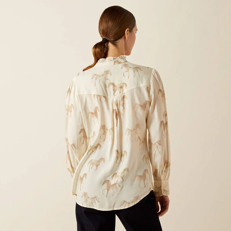 Ariat Cricklade Blouse - Watercolour Horse Print - Image 2