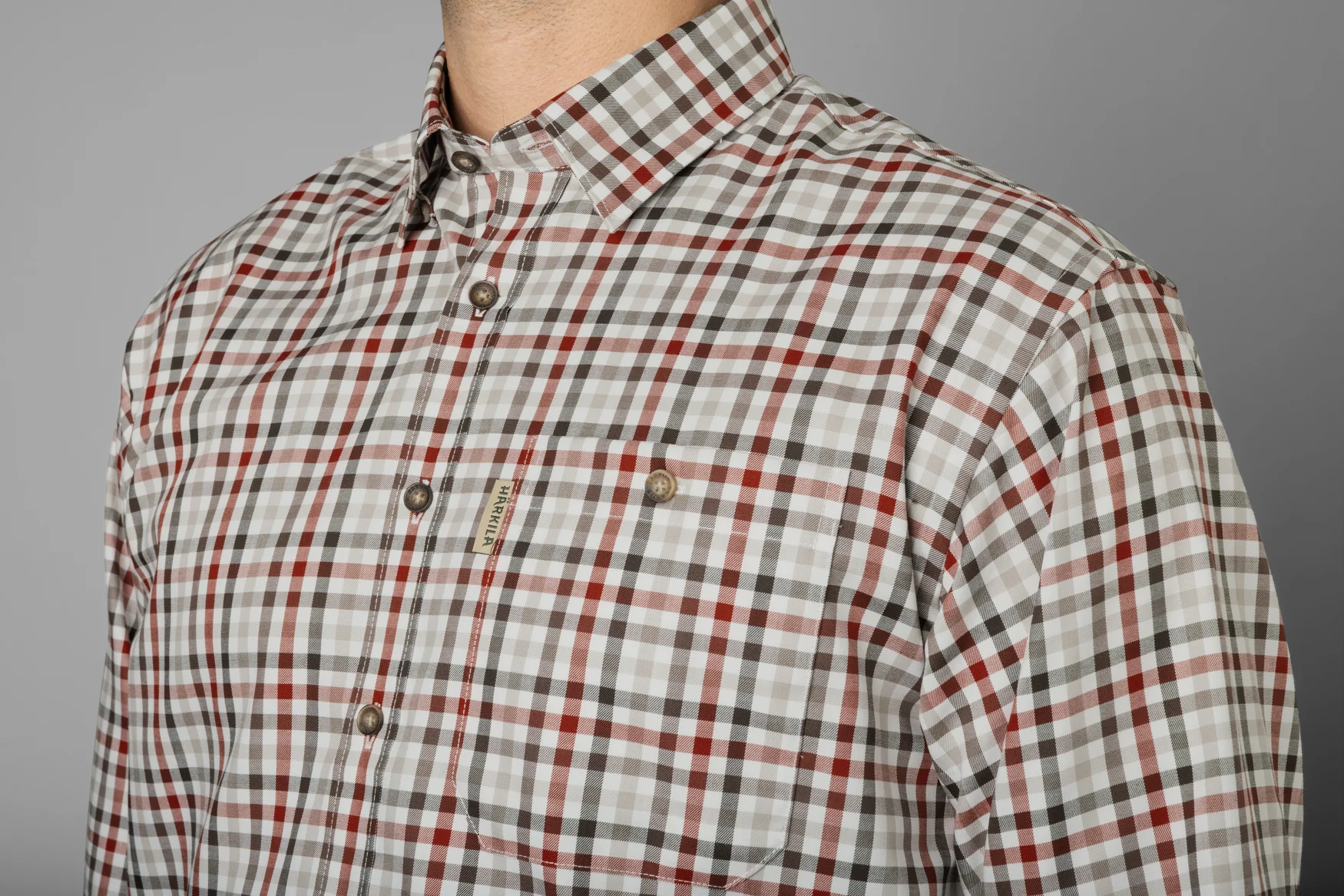 Harkila Milford Shirt - Bloodstone Red/White - Image 4