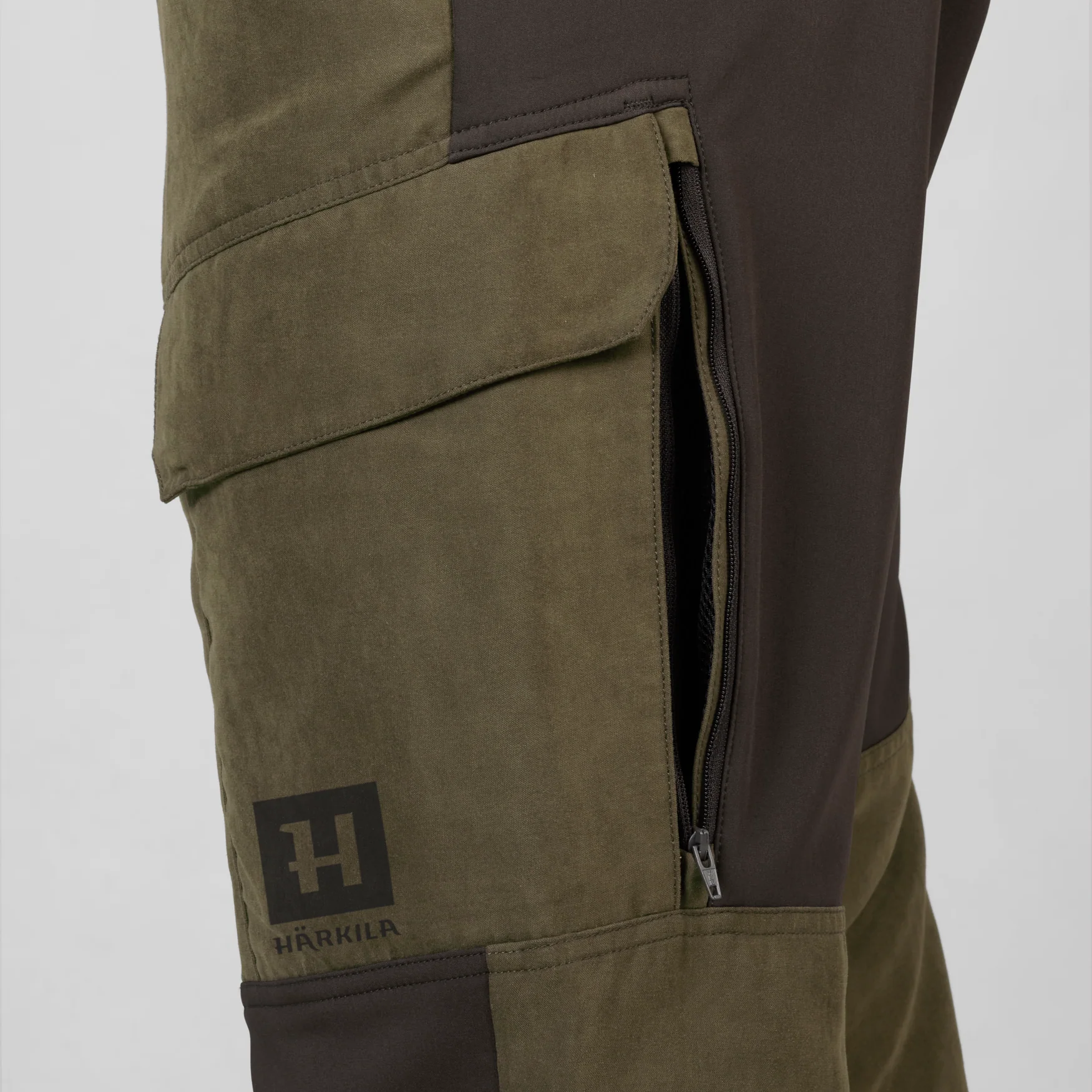 Harkila Scandinavian Trousers - Willow Green/Deep Brown - Image 3