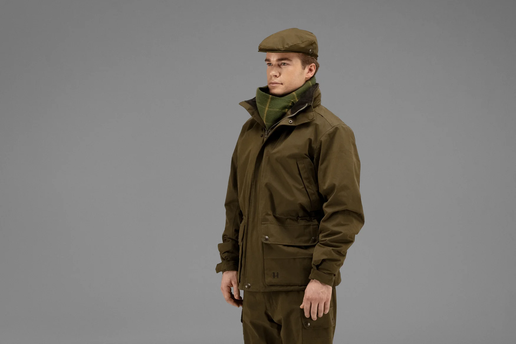 Harkila Woollen Scarf - Green Check - Image 3