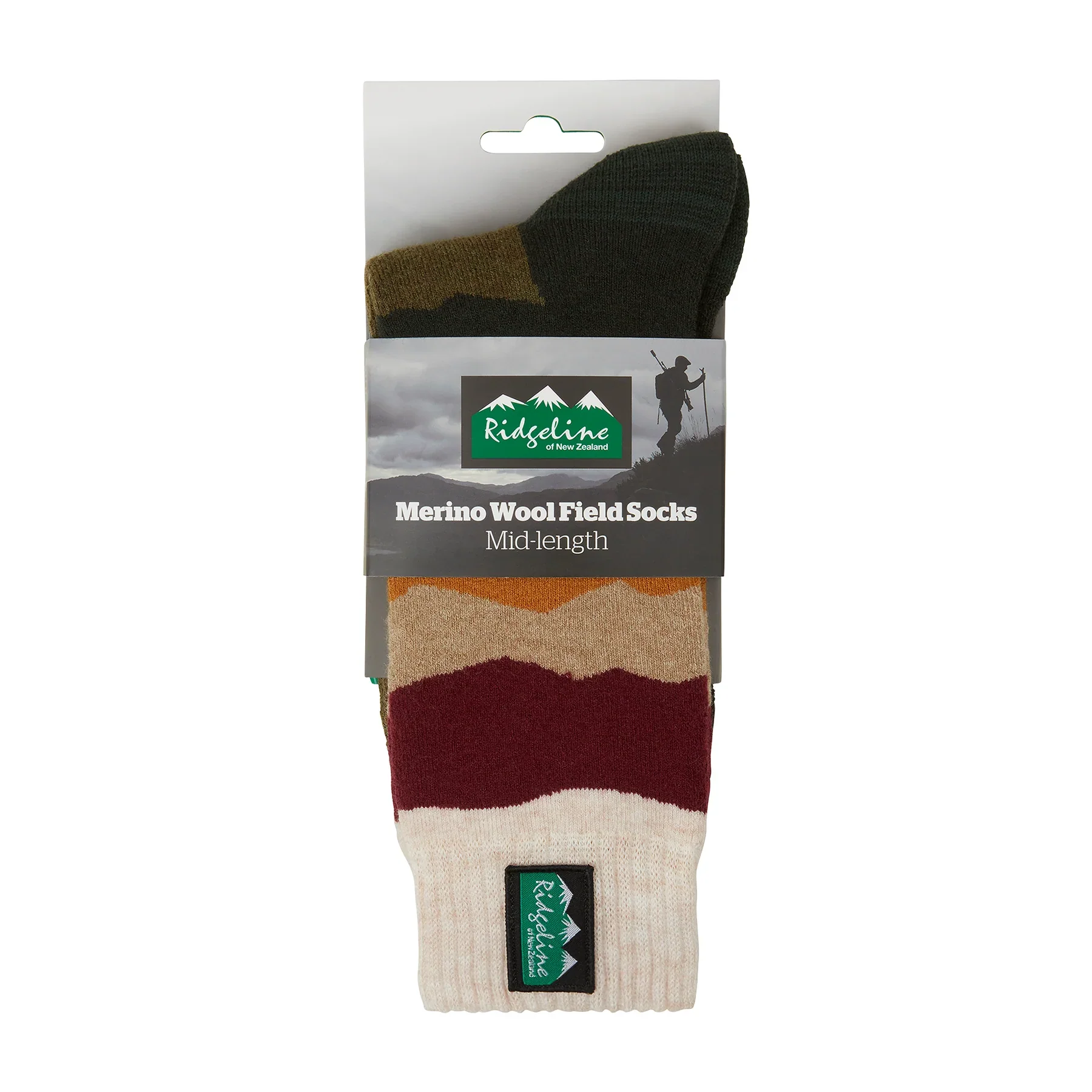 20% OFF Ridgeline Merino Wool Socks Mid Length - Berry Stripes - Image 3
