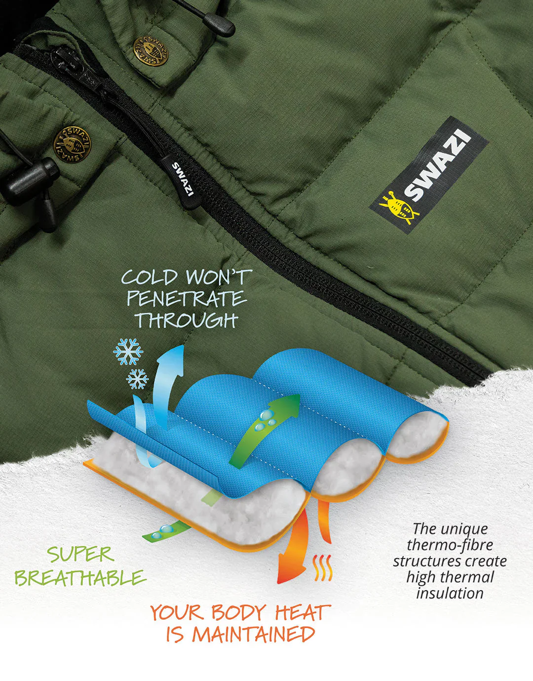 20% OFF Swazi Puffadder Puffer Jacket - Olive - Image 3